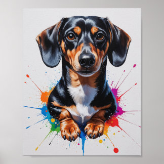 Arte en Acuarela de Dachshund Colorido