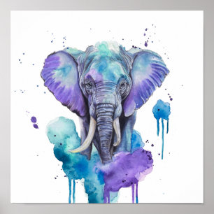 Arte en Acuarela de Elefante Colorido