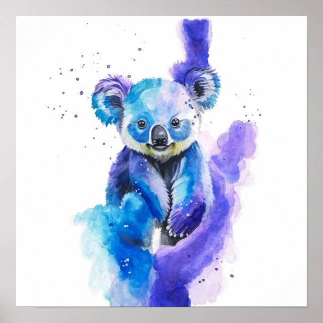 Arte en Acuarela de Koala Colorido (Frente)