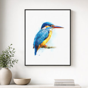 Arte en acuarela de Martín Pescador Belted