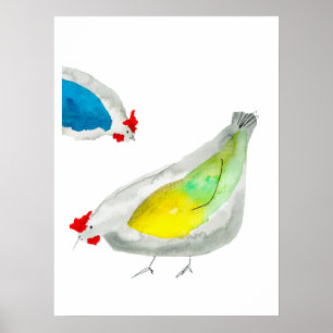 Arte en acuarela de pollitos lindos