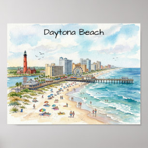 Arte en Acuarela del Encanto Costero de Daytona Be
