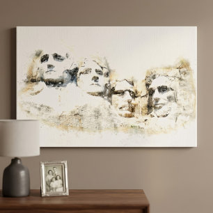 Arte en Acuarela del Monte Rushmore Presidencial