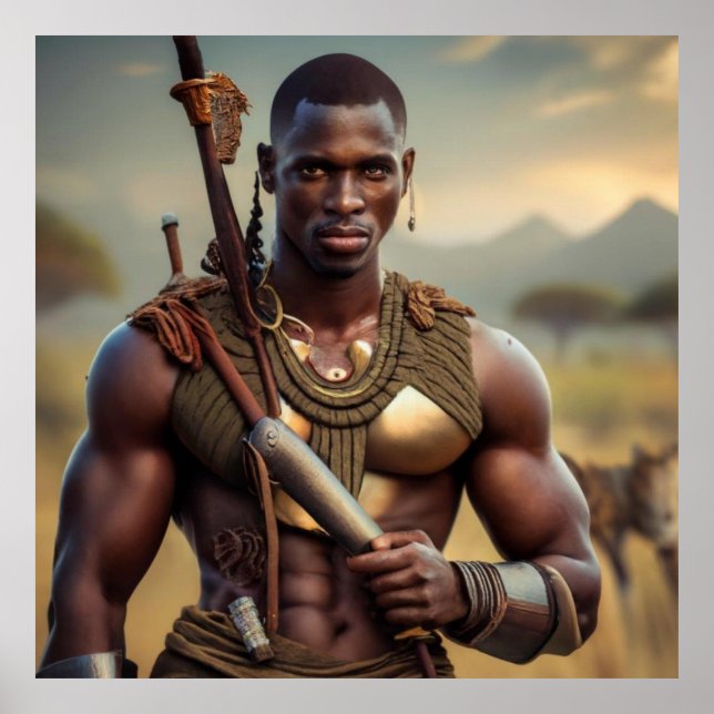 Arte en el muro de guerreros tribales africanos (Frente)