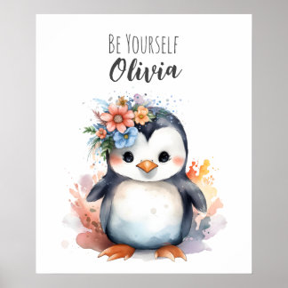 Arte en el muro del pingüino | Poster de arte de e