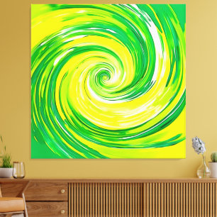 Arte en espiral abstracto verde amarillo