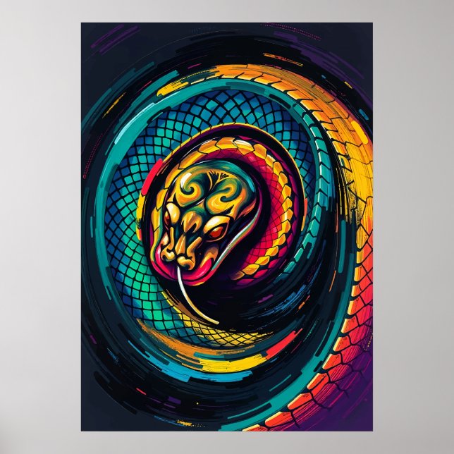 Arte en espiral de serpiente enroscada (Frente)