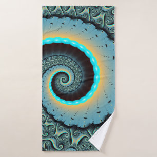 Arte en espiral fractal abstracto azul turquesa na