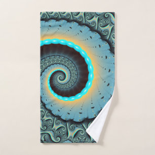 Arte en espiral fractal abstracto azul turquesa na