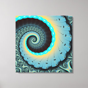 Arte en espiral fractal abstracto azul turquesa na