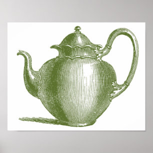 Arte en la pared de la cocina de té de la tetera v