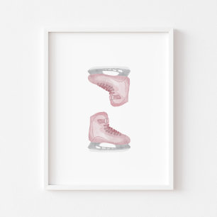Arte en la pared de patinaje sobre hielo rosa