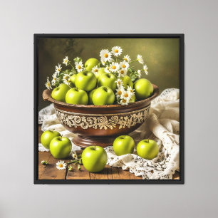 Arte en lienzo 16"x16". Manzanas verdes