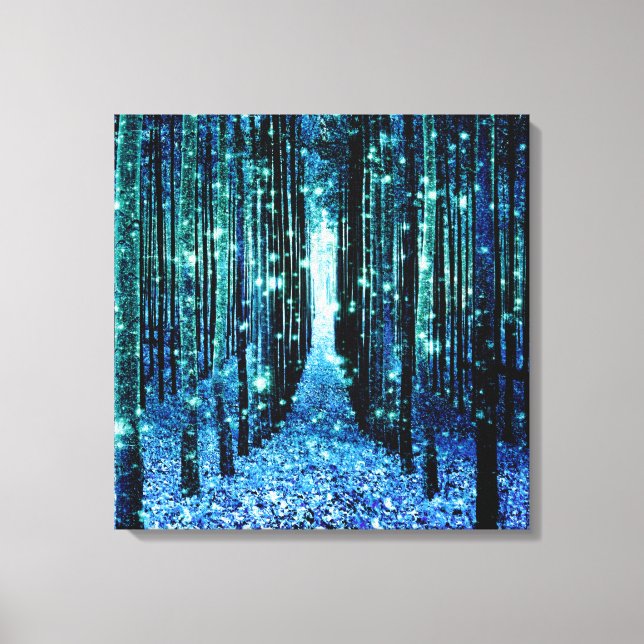 Arte en lienzo: Bosque Mágico Turquesa Verde Azul (Anverso)