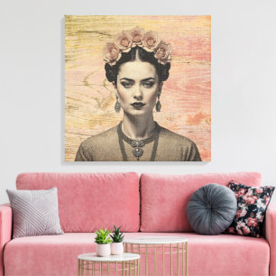 Arte en lienzo Corona de Rosa Frida Rústica