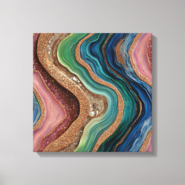 Arte en lienzo de ágata con brillo boho (Anverso)