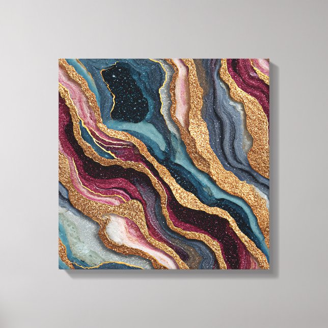 Arte en lienzo de ágata con brillo boho (Anverso)