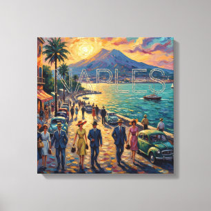 Arte en lienzo de Bahía de Nápoles al atardecer en