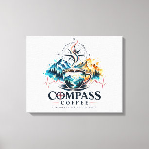 Arte en lienzo de Compass Coffee Montaña