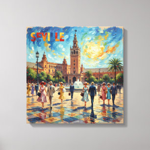 Arte en lienzo de elegancia de la plaza de Sevilla