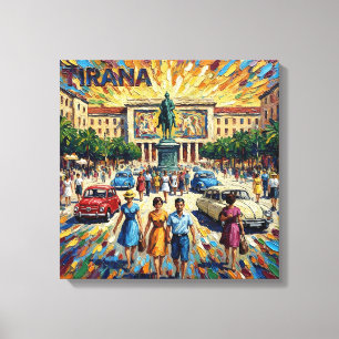 Arte en lienzo de la elegancia de la Plaza Tirana 