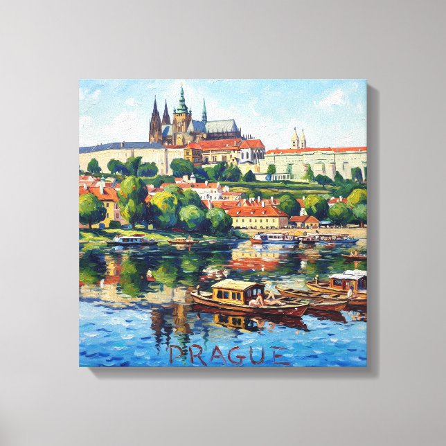 Arte en lienzo de la escena del castillo y el río  (Anverso)