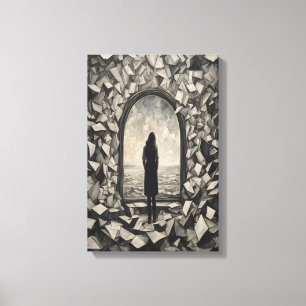 Arte en lienzo de papeles flotantes monocromos sur