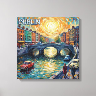 Arte en lienzo de reflejos del atardecer del Canal