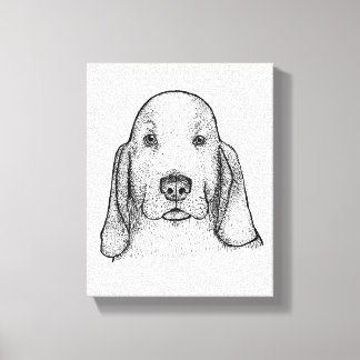 Arte en lienzo de retrato de Basset Hound dibujado