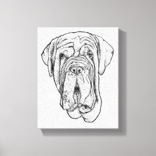 Arte en lienzo de retrato de Mastín dibujado a man