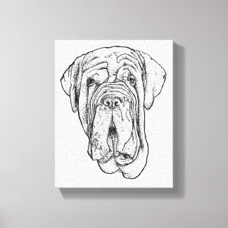 Arte en lienzo de retrato de Mastín dibujado a man