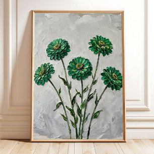Arte en lienzo de Zinnia Verde Esmeralda