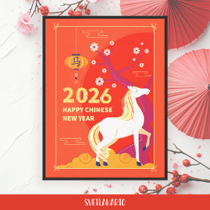Arte en lienzo del Caballo Rojo para el Año Nuevo