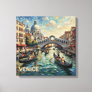 Arte en lienzo del Canal de Rialto de la romántica