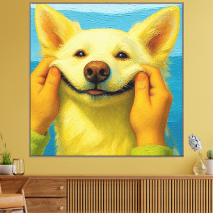 Arte en lienzo del retrato divertido de un perro s