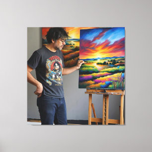 Arte en lienzo digital 3D colorido – Decoración de