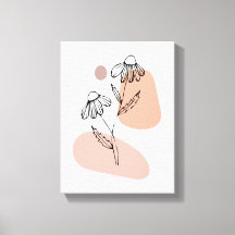 Arte en línea floral pastel – Impresión moderna en