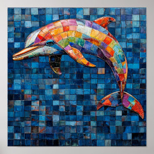Arte en mosaico de delfines