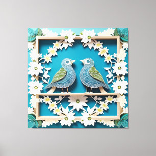 Arte en papel de pájaros arrendajos azules