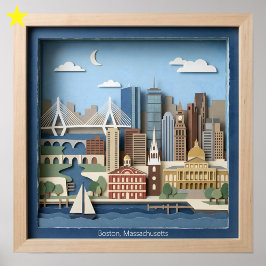 Arte en papel en capas de Boston Massachusetts Amé