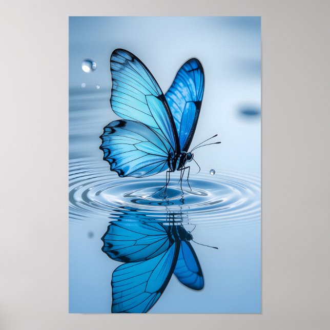 Arte enmarcado de mariposa azul (Frente)