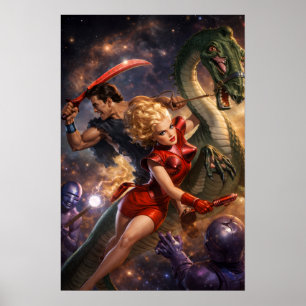 Arte Espacial de Fantasía Retro de Ciencia Ficción