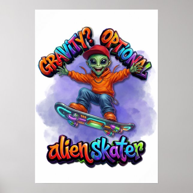 Arte espacial de hoverboard de skater alienígena c (Frente)