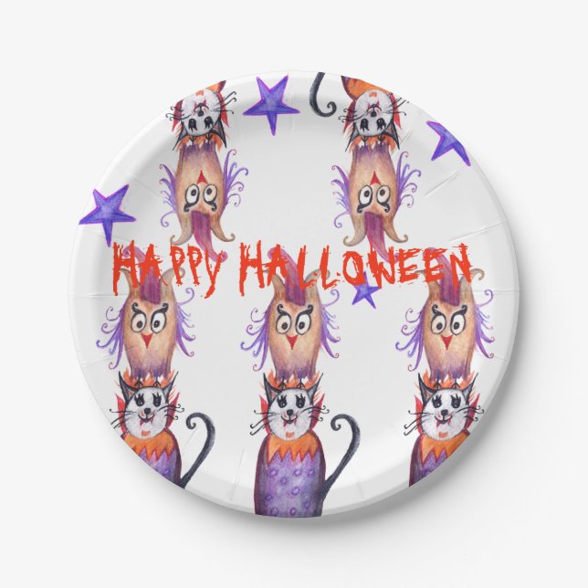 Arte espeluznante de Halloween Platos de papel (Anverso)