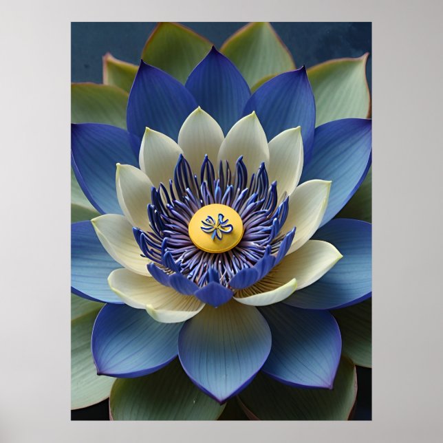 Arte espiritual de flor azul Lotus (Frente)