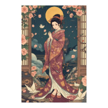 Arte Estético de Chica de Kimono de Anime Japonés