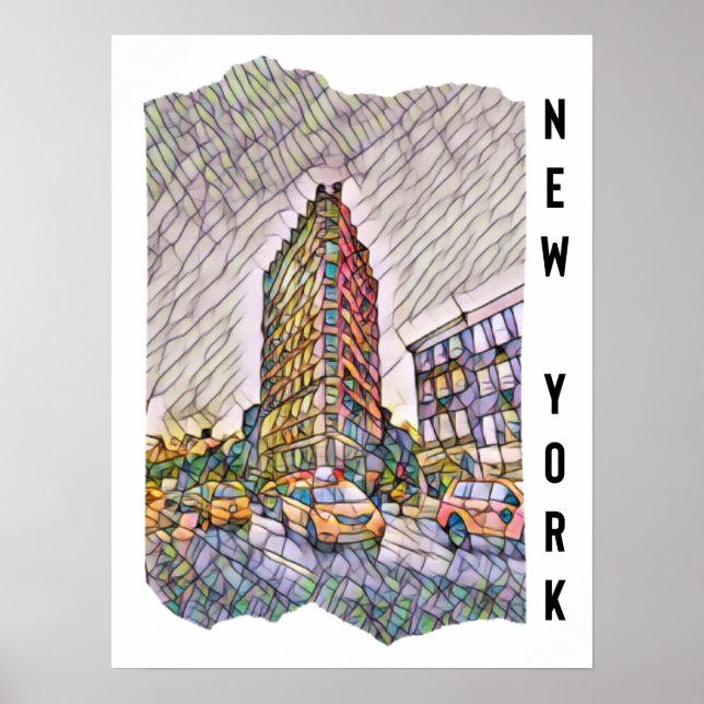 Arte estético de mosaico en la ciudad de Nueva Yor (Frente)