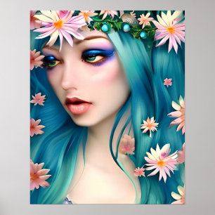 Arte etéreo   Hada hermosa con pelo azul