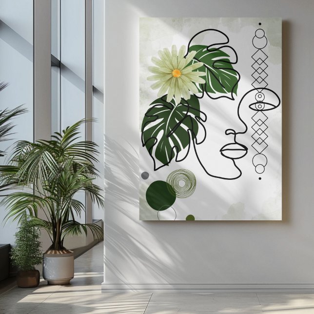 Arte facial abstracto con hojas verdes tropicales (Subido por el creador)