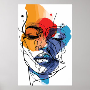 Arte Facial de Línea Fluida Abstracta